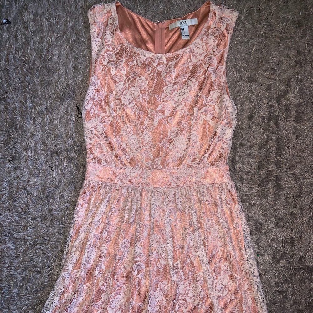 Blush pink lace dress